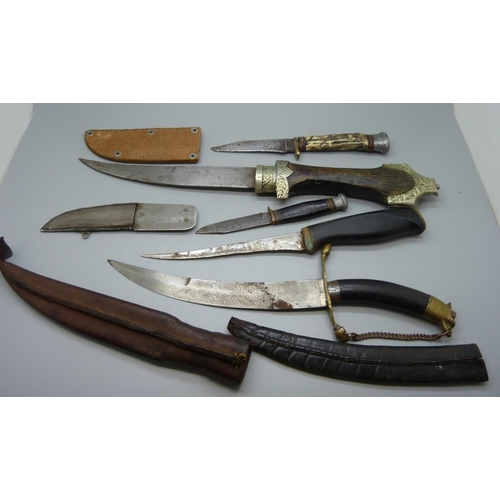 868 - Five daggers/knives, one small one marked William Rodgers