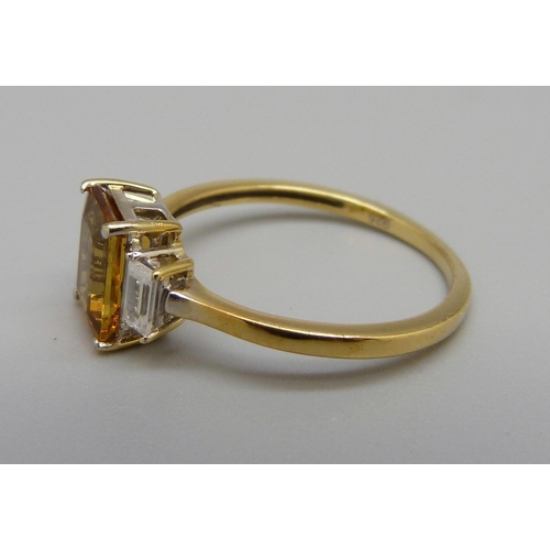 952A - A silver gilt, marialite and white zircon ring, P