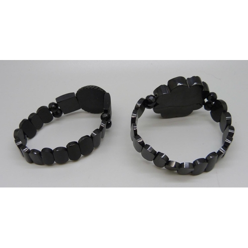 969 - Two vintage jet bracelets, one a/f