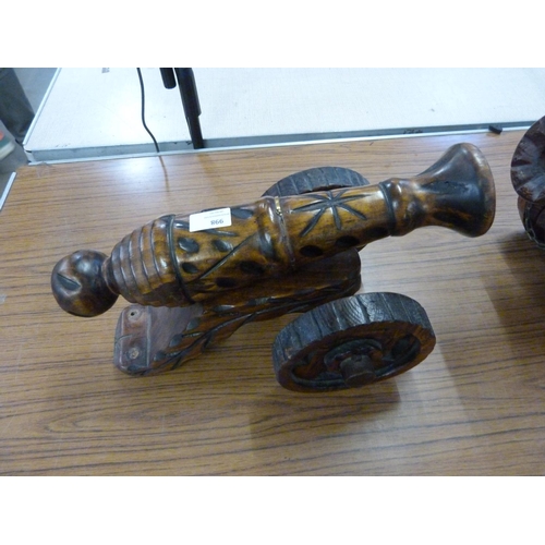 998 - Two wooden models of cannons **PLEASE NOTE THIS LOT IS NOT ELIGIBLE FOR POSTING AND PACKING**