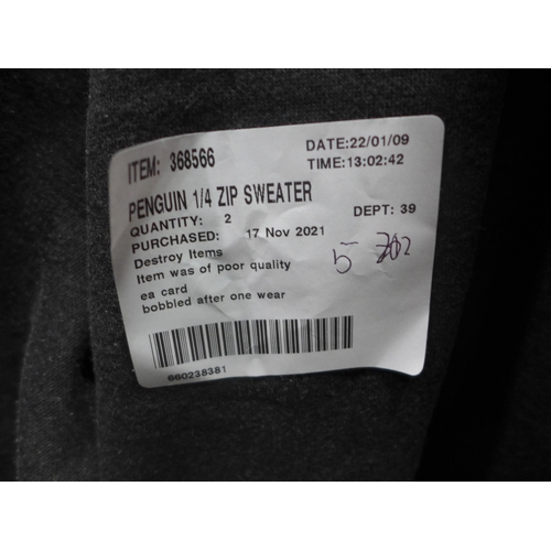 3346a - Two Men's Penguin ¼ zip sweaters: 1 Grey & 1 Black, both size XL * this lot is subject to VAT