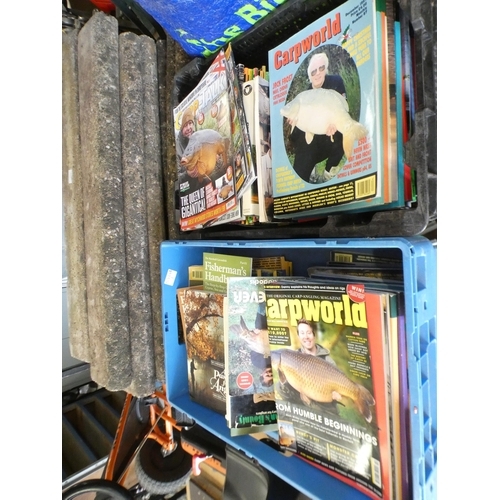 2173 - Large qty. of fishing books & magazines, mostly carp related, many issues of Carp World (£4.40/issue... 