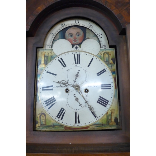 113 - A Victorian mahogany 8-day longcase clock, the painted moonphase rolling dial signed R. Morris Jun'r... 