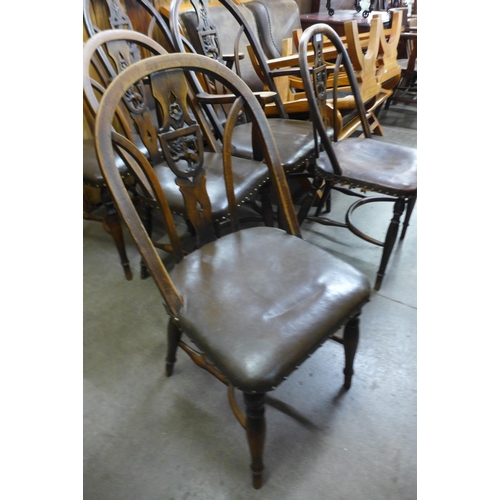 135 - A set of six late 19th/early 20th Century beech Windsor chairs