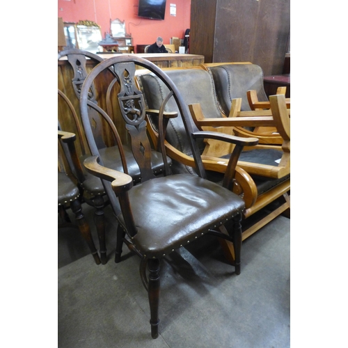 135 - A set of six late 19th/early 20th Century beech Windsor chairs