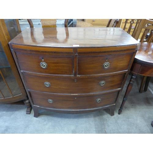 162 - A George III inlaid mahogany bow front chest of drawers