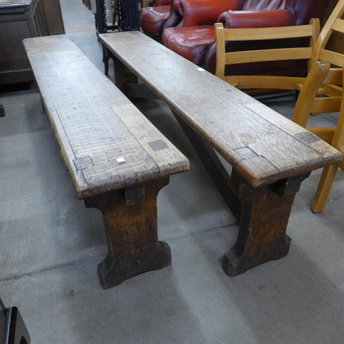 168 - A pair of Victorian oak benches