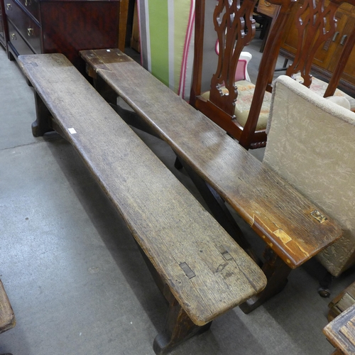 169 - A pair of Victorian oak benches