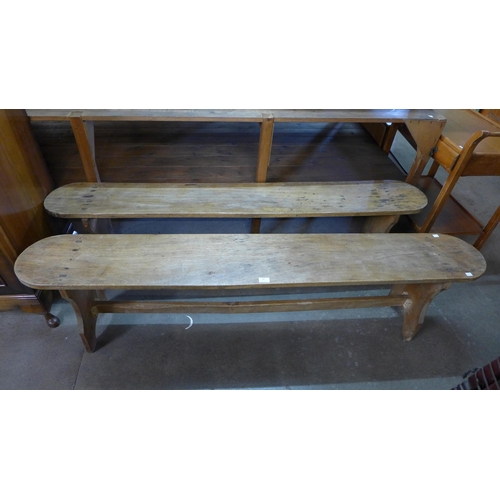 187 - A pair of Victorian pine benches