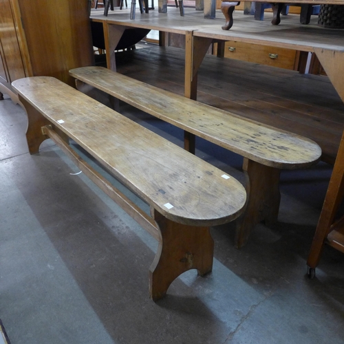 187 - A pair of Victorian pine benches