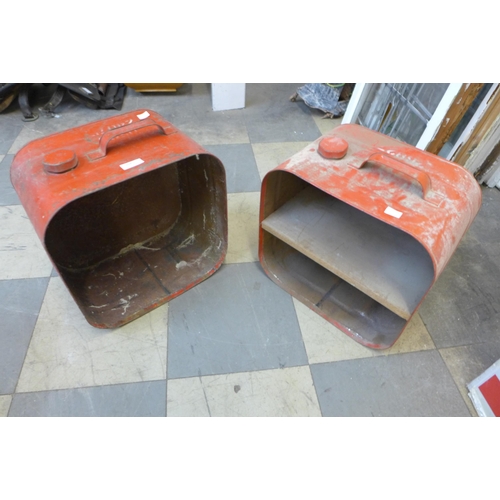 268 - A pair of oil cans, converted to shelves