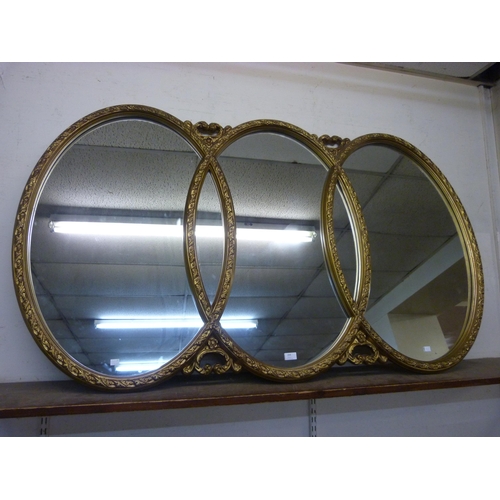 294 - A large gilt framed triptych mirror