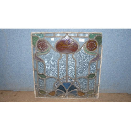 363 - Five Art Nouveau stained glass window panes