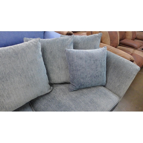 1401 - An aquamarine corduroy two seater sofa