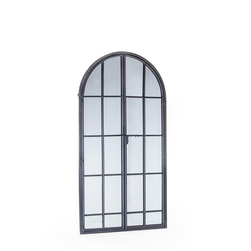 1425 - A large arched window metal mirror, H 175cm (MP1789)   #