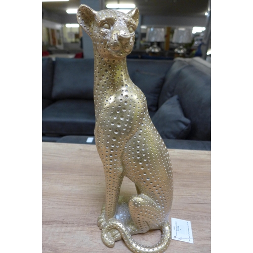 1511 - A large gold coloured leopard figure, H 38cms (2919018)   #