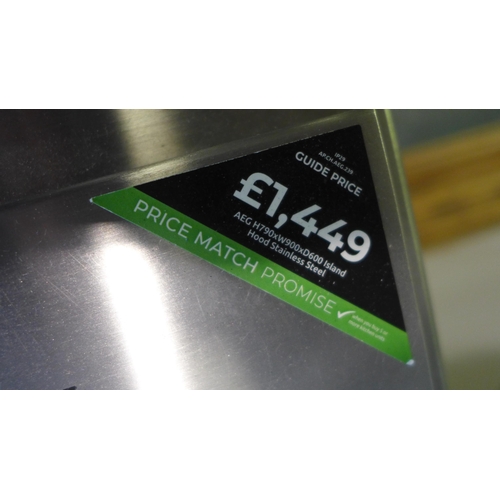 3096 - AEG Black Glass & Stainless Steel Island Hood, (H747xW1000xD700) Original RRP £1659 + vat, AEG Islan... 