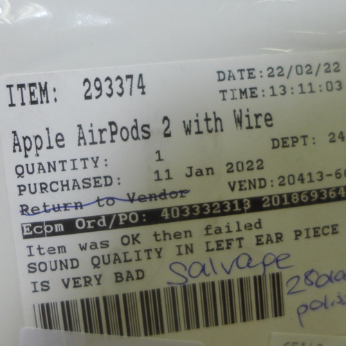 3208 - Airpods 2Nd Gen & Case  - Mv7N2Zma     (250A -207)  * This lot is subject to vat