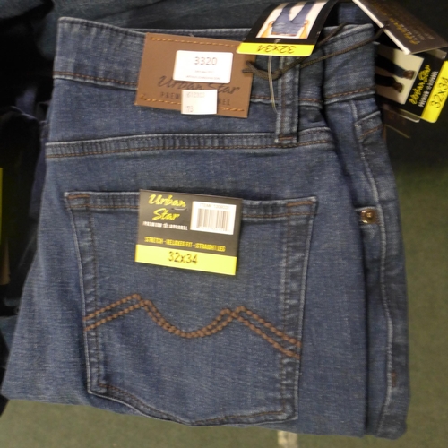 3320 - Three Pairs of men's Urban Star stretch jeans, size: 32 x 34 * this lot is subject to VAT