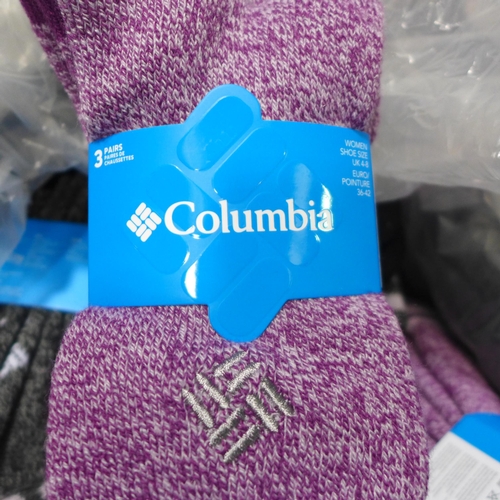 3342 - 5 Packs of 3 (15 in total) women's Columbia walking socks, UK size 4-8 * this lot is subject to VAT