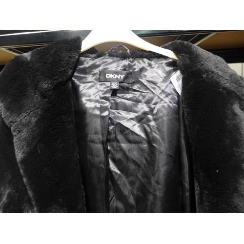 3344 - Women's DKNY Black Fluffy jacket, size medium * this lot is subject to VAT