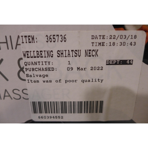 3427 - Wellbeing Shiatsu Neck Massager     (250A -277)  * This lot is subject to vat