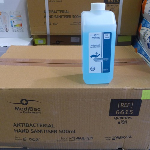 3113 - 24 x 500ml bottles of antibacterial hand sanitiser (Expiry: March 2022)