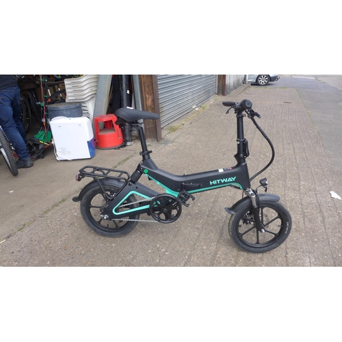 2177 - Hitway 14F005 folding electric bike, RRP £1239 very light use with box and charger