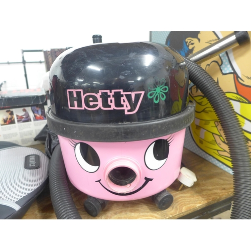 2091 - Nuvac Hetty pink vacuum cleaner - W - with hose & floor tool