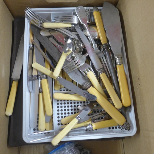 2114 - Job lot cutlery, including plated ware