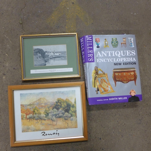 2154 - Box of antique reference books and pictures