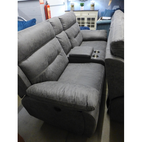 1393 - An Alexandra grey upholstered three seater power recliner and two seater sofas