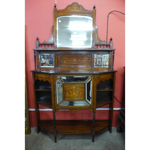 90 - An Edward VII inlaid rosewood mirrorback side cabinet