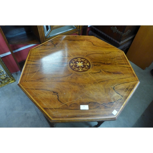 91 - An Edward VII marquetry inlaid rosewood octagonal centre table