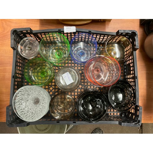 2141 - Box of Retro Dessert Dishes and Glassware