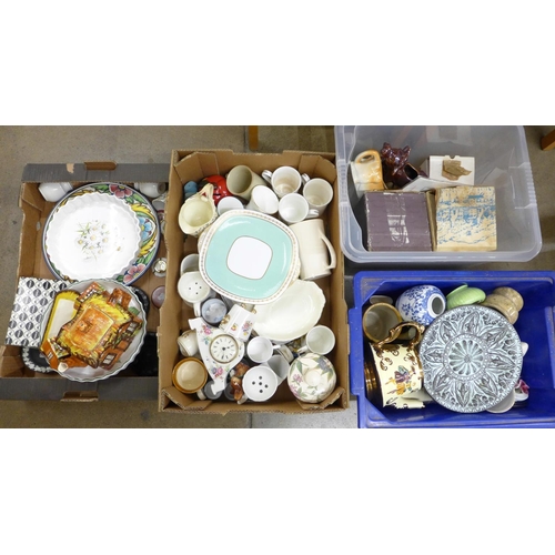 1139 - Four boxes of assorted decorative china, including Coalport, Royal Crown Derby, Wedgwood Jasperware ... 