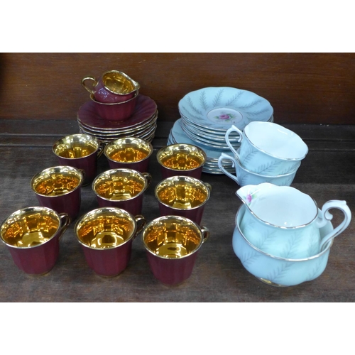 677 - A Wade Royal Victoria coffee set and a Royal Albert Rosamund part tea set