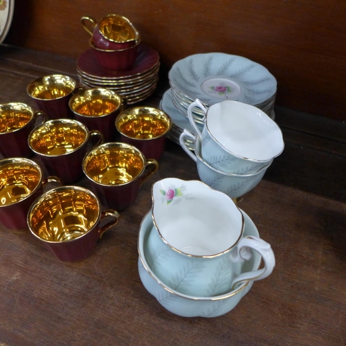 677 - A Wade Royal Victoria coffee set and a Royal Albert Rosamund part tea set