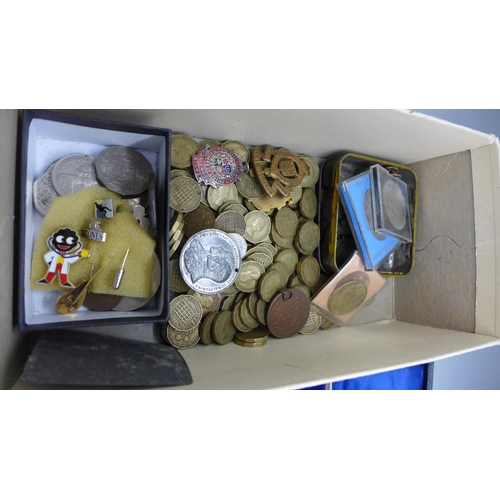 687 - A collection of coins, medallions and badges