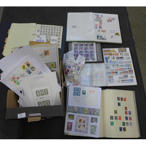 728 - Stamps;- a box of stamps, covers, etc., loose and in albums