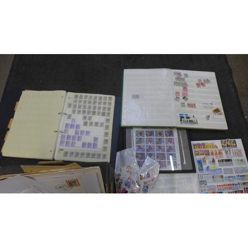 728 - Stamps;- a box of stamps, covers, etc., loose and in albums