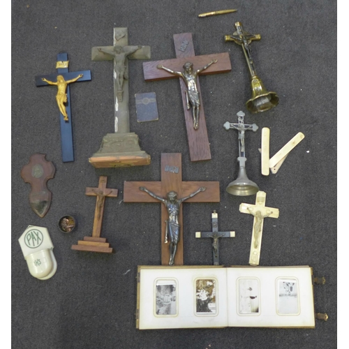 730 - A box of assorted crucifix and other religious items