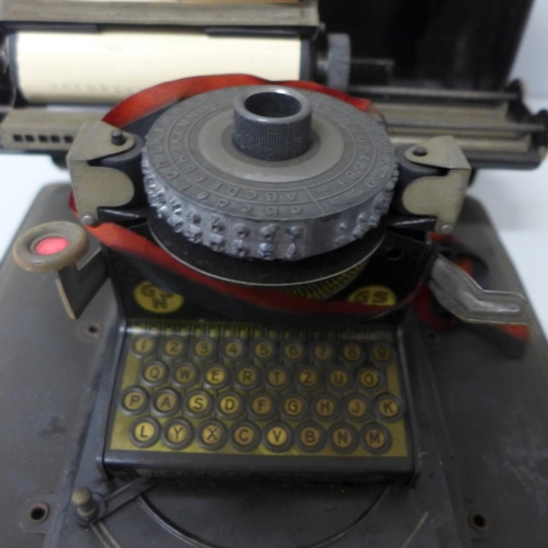 738 - A German model 3 children's toy tin-plate typewriter