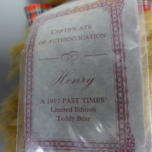 751 - Two jointed mohair Teddy bears, Gertrude and Henry, limited edition by Deans Rag Book Co. for Past T... 