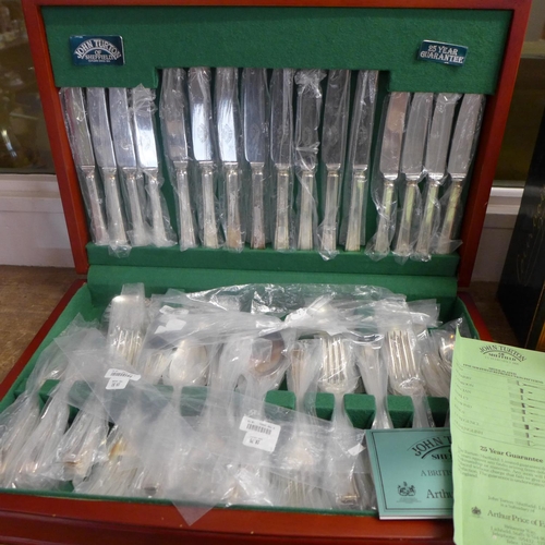 778 - A John Turton of Sheffield Harley pattern canteen of silver plated cutlery