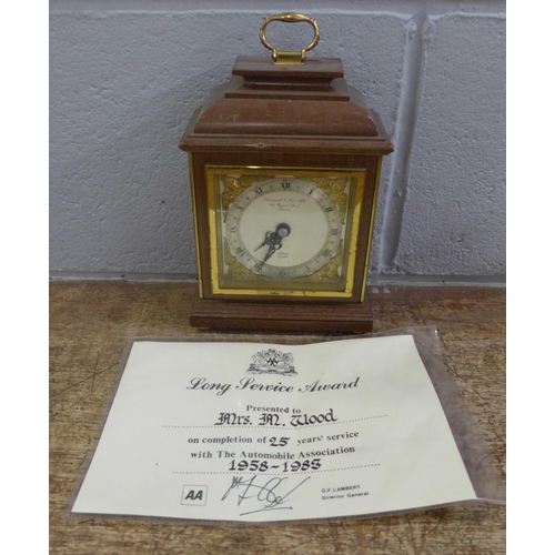 784 - A Garrard & Co table clock with Elliott of London movement, boxed, with papers, circa 1978