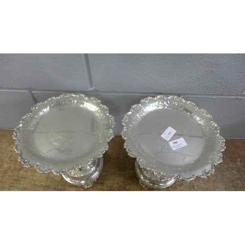 786 - A pair of silver plated cake stands, Temple & Crook, 24.5cm