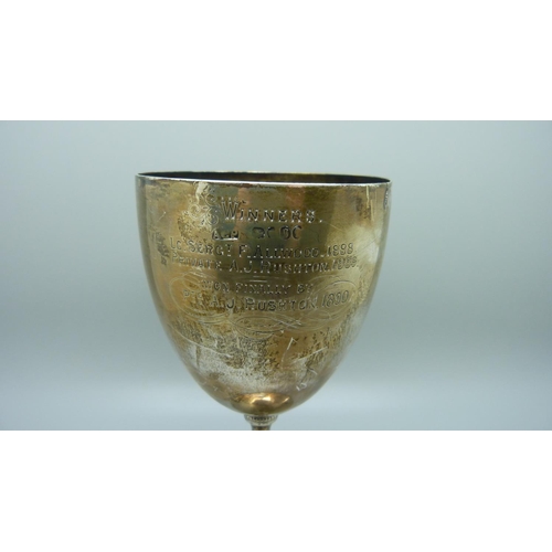 817 - A Victorian silver goblet, The Burnside Challenge Cup, 1888, 4th Notts VB Derbyshire Regiment E. Com... 