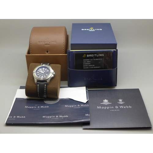 832 - A Breitling Chronometer Colt wristwatch, boxed with papers, the case back numbered A17388 and 701824... 