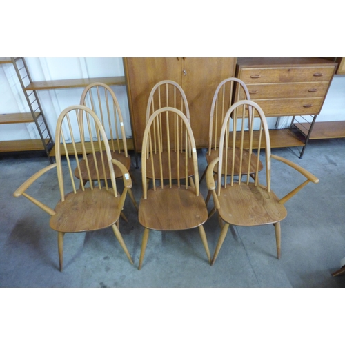 11 - A set of six Ercol Blonde elm and beech Quaker chairs